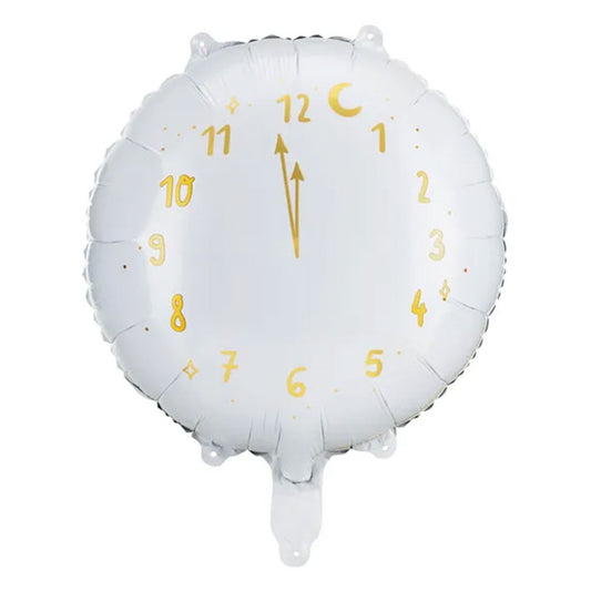 1 Ballon - Klok Wit Gelukkig Nieuwjaar