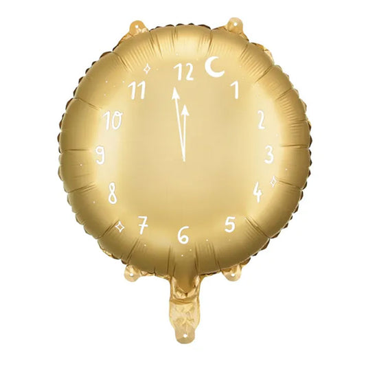 1 Ballon - Klok Goud Gelukkig Nieuwjaar