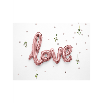 1 ballon - inscription - Love - Or rose