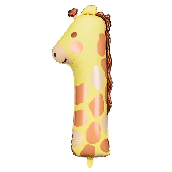 1 Ballon XXL - Cijfer 1 - Giraffe