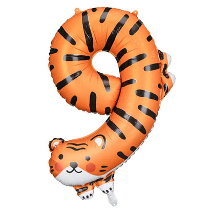 1 Ballon XXL - Cijfer 9 - Tijger