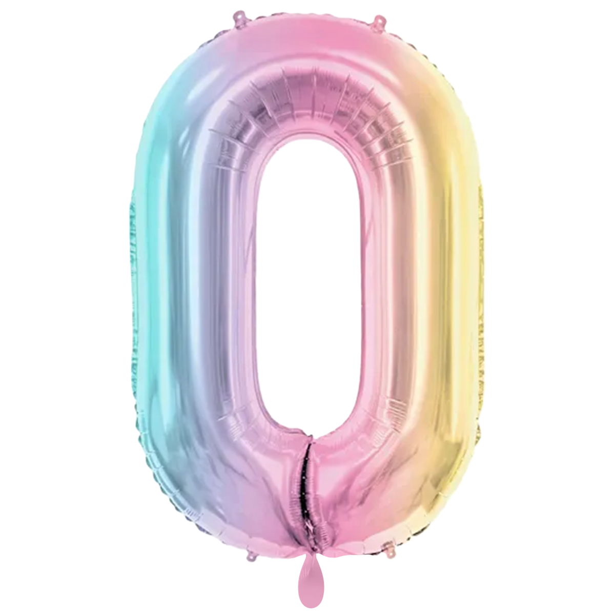 1 Ballon XXL - Cijfer 0 - Pastelregenboog