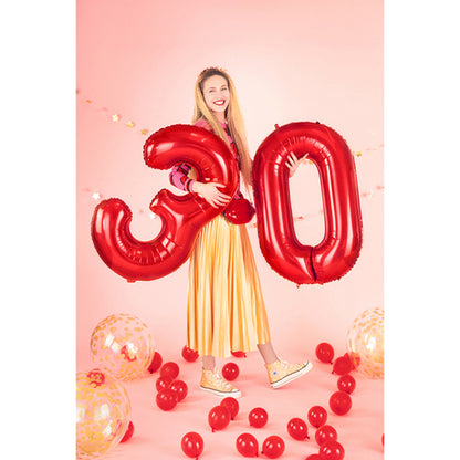 1 Ballon XXL - Cijfer 0 - Rood