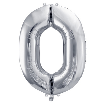 1 Ballon XXL - Chiffre 0 - Argenté