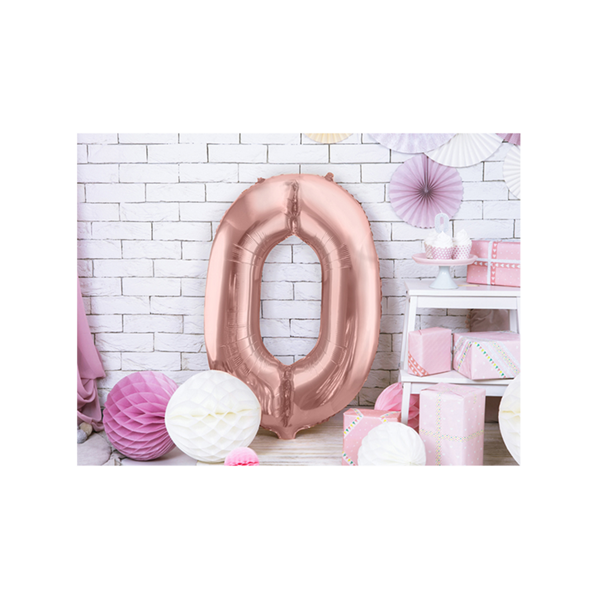 1 ballon XXL - chiffre 0 - or rose
