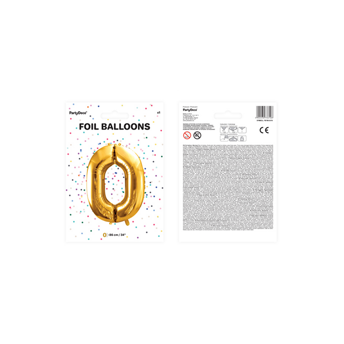 1 Ballon XXL - Cijfer 0 - Goud