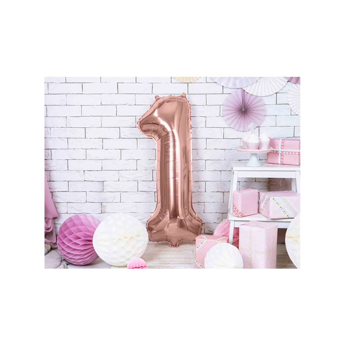1 Ballon XXL - Chiffre 1 - Or Rose