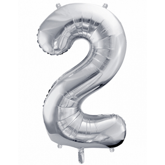 1 Ballon XXL - Chiffre 2 - Argent