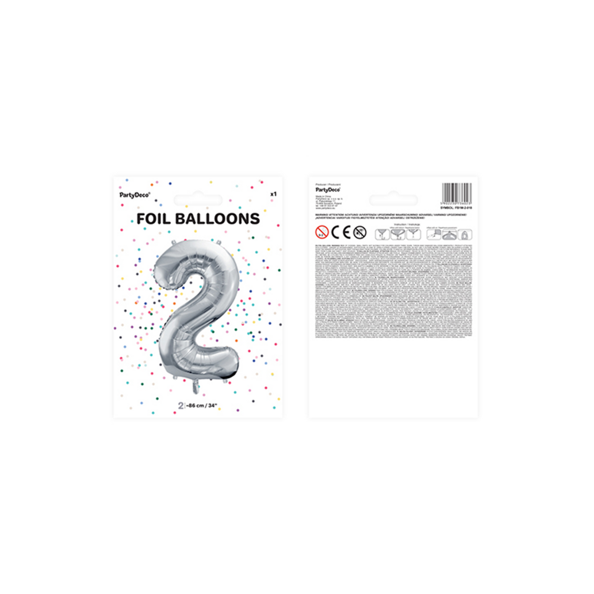 1 Ballon XXL - Chiffre 2 - Argent