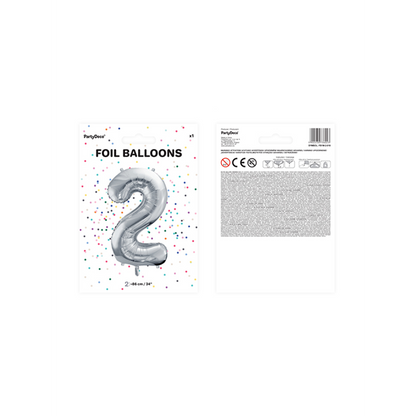 1 Ballon XXL - Chiffre 2 - Argent