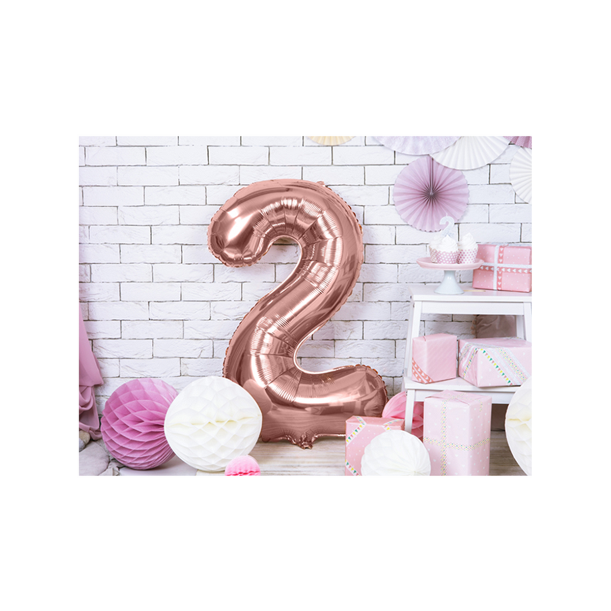 1 Ballon XXL - Chiffre 2 - Or Rose