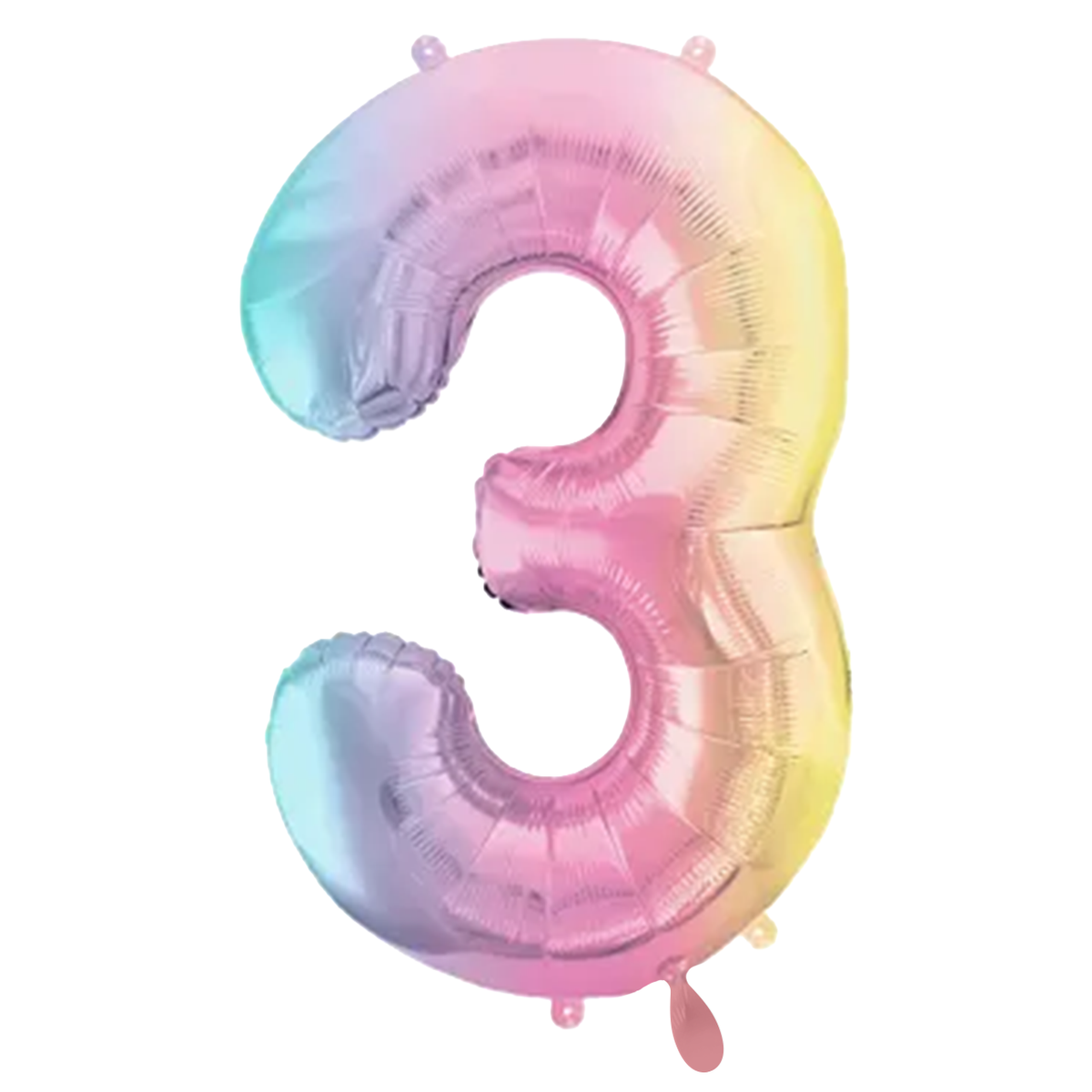 1 Ballon XXL - Cijfer 3 - Pastel regenboog