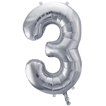 1 ballon géant - Chiffre 3 - Argenté