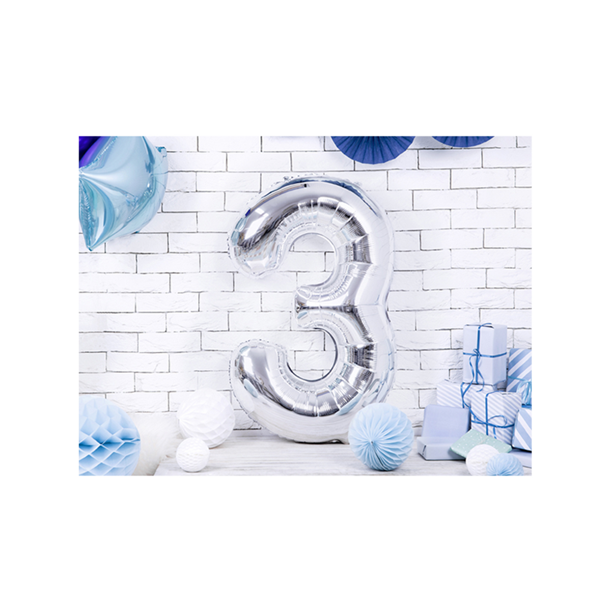 1 ballon géant - Chiffre 3 - Argenté