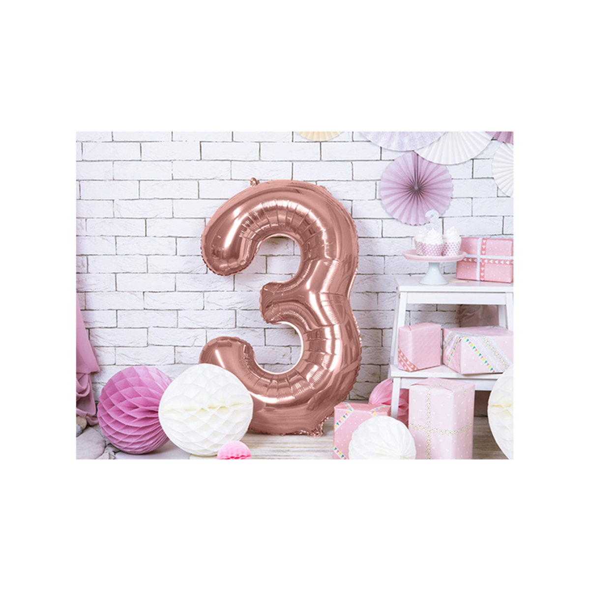 1 Ballon XXL - Chiffre 3 - Or rose
