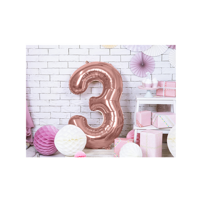1 Ballon XXL - Chiffre 3 - Or rose