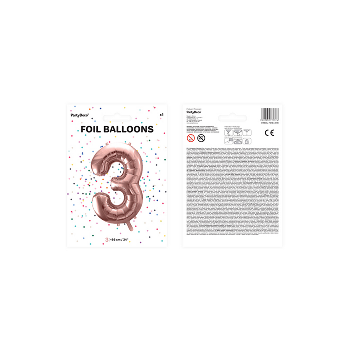 1 Ballon XXL - Chiffre 3 - Or rose