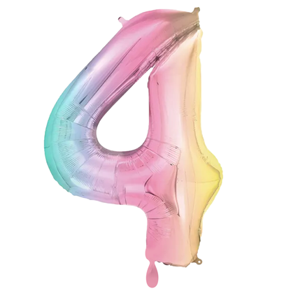 1 ballon XXL - Chiffre 4 - Arc-en-ciel pastel
