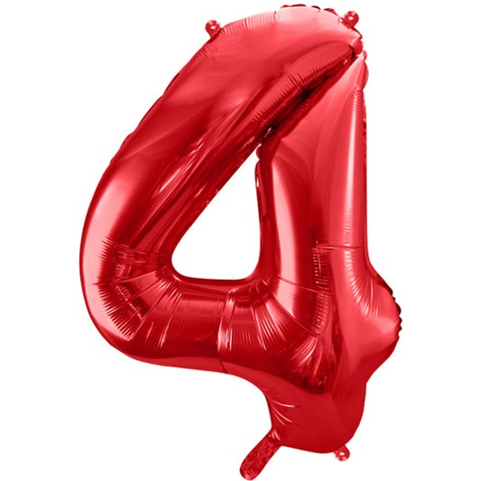 1 Ballon XXL - Cijfer 4 - Rood