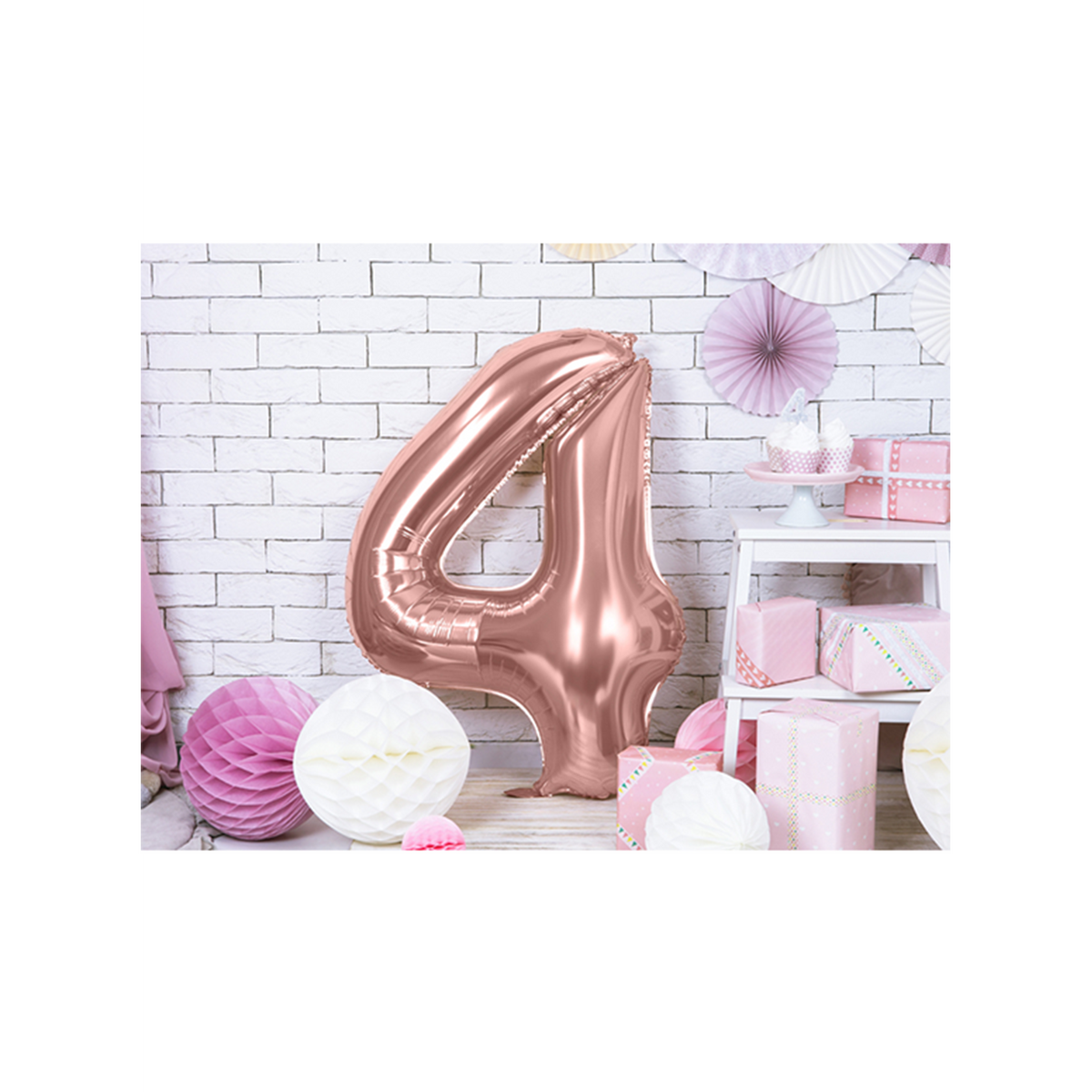 1 Ballon XXL - Cijfer 4 - Roségoud