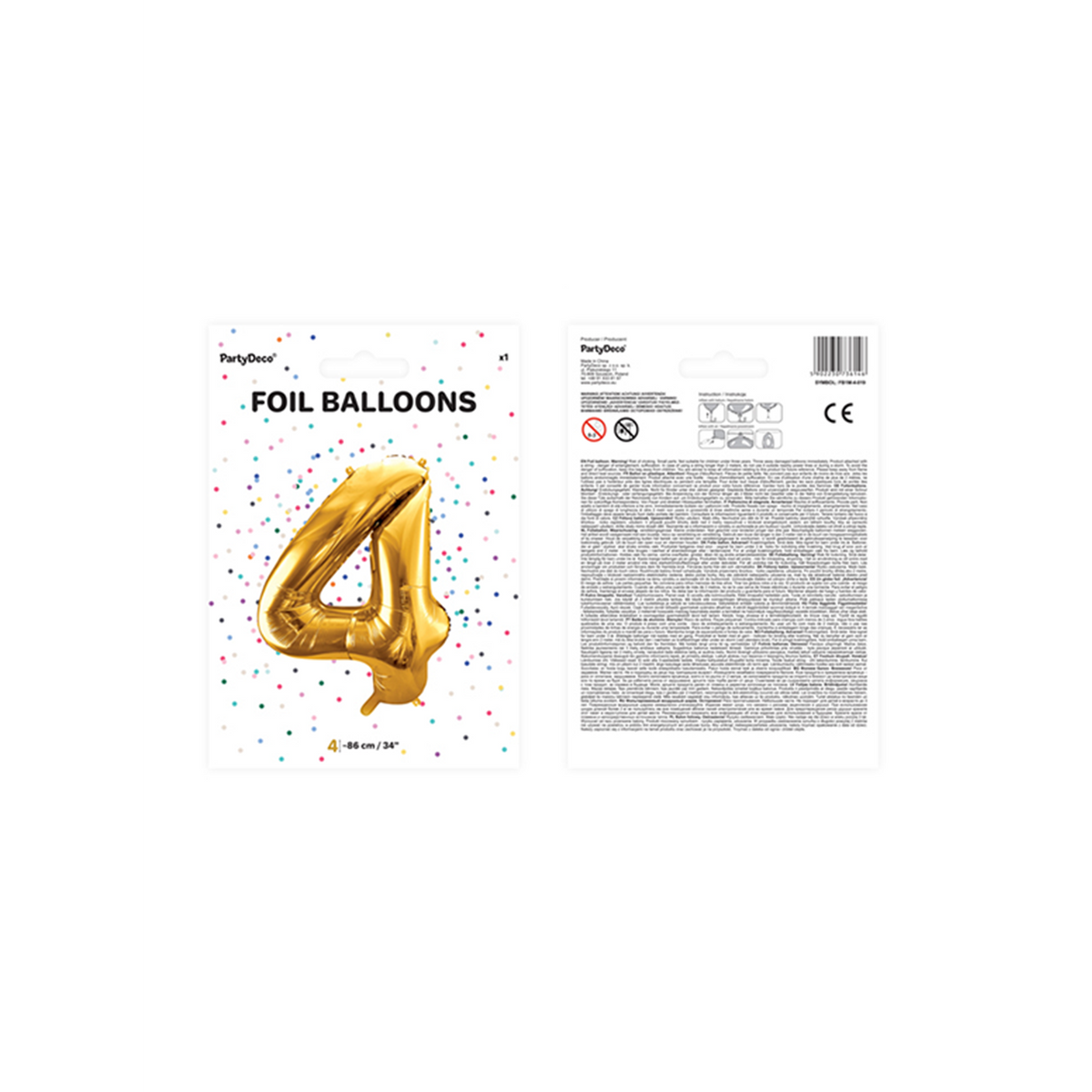 1 Ballon XXL - Cijfer 4 - Goud