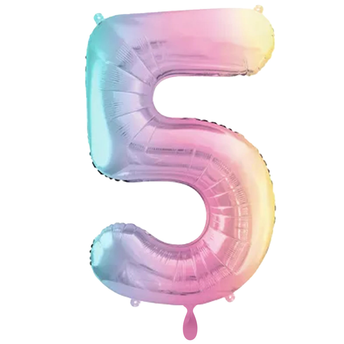1 Ballon XXL - Cijfer 5 - Pastelregenboog