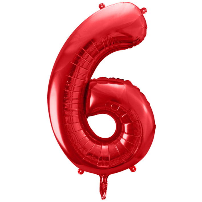 1 Ballon XXL - Cijfer 6 - Rood