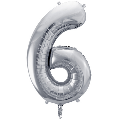 1 Ballon Géant - Chiffre 6 - Argent