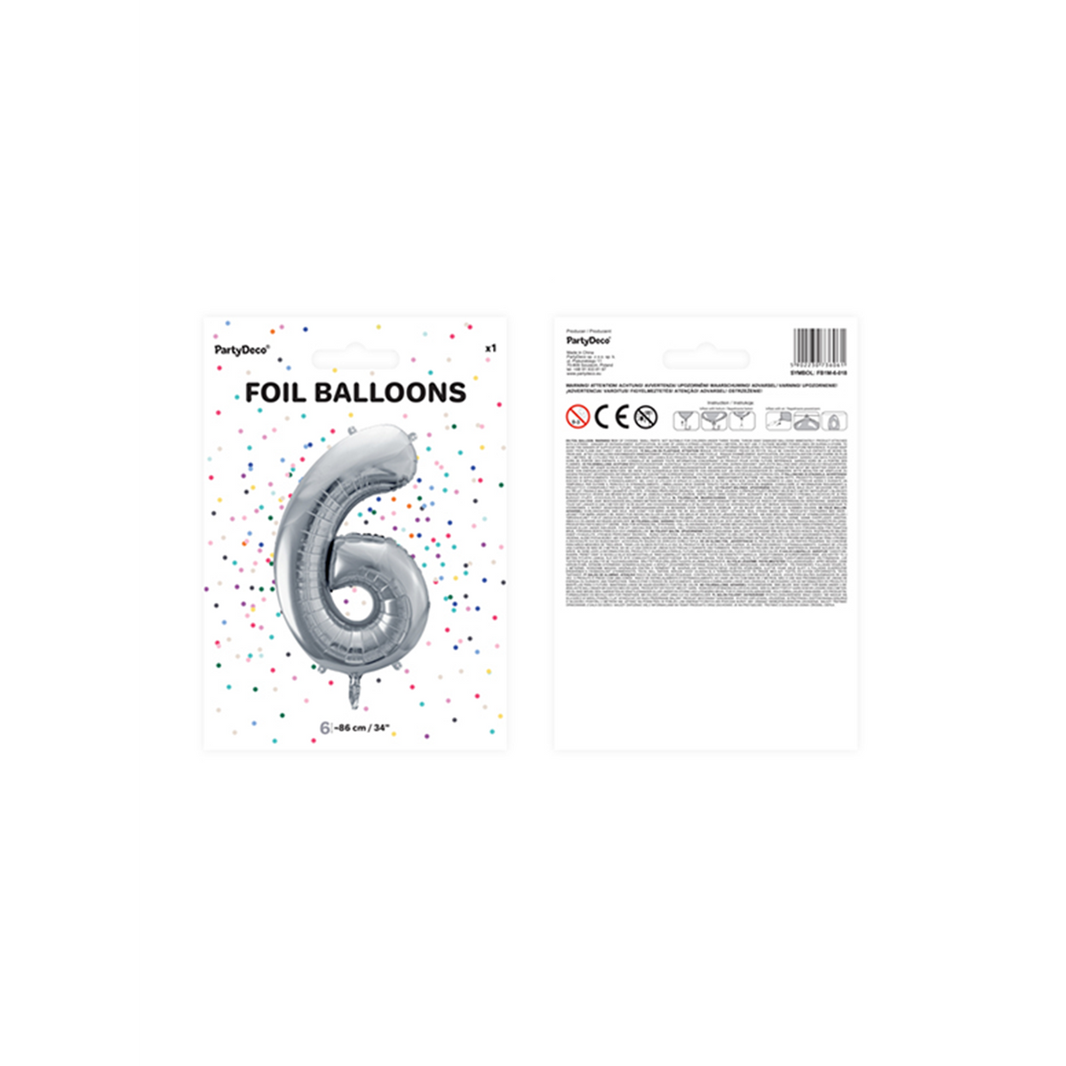 1 Ballon Géant - Chiffre 6 - Argent