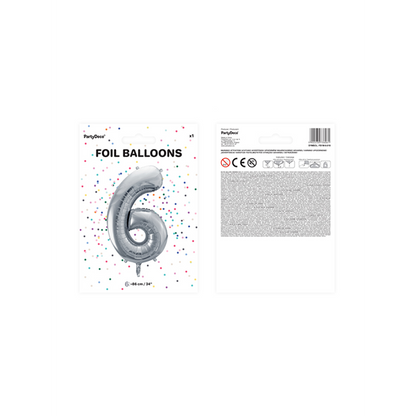 1 Ballon Géant - Chiffre 6 - Argent