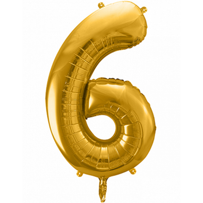 1 Ballon XXL - Cijfer 6 - Goud