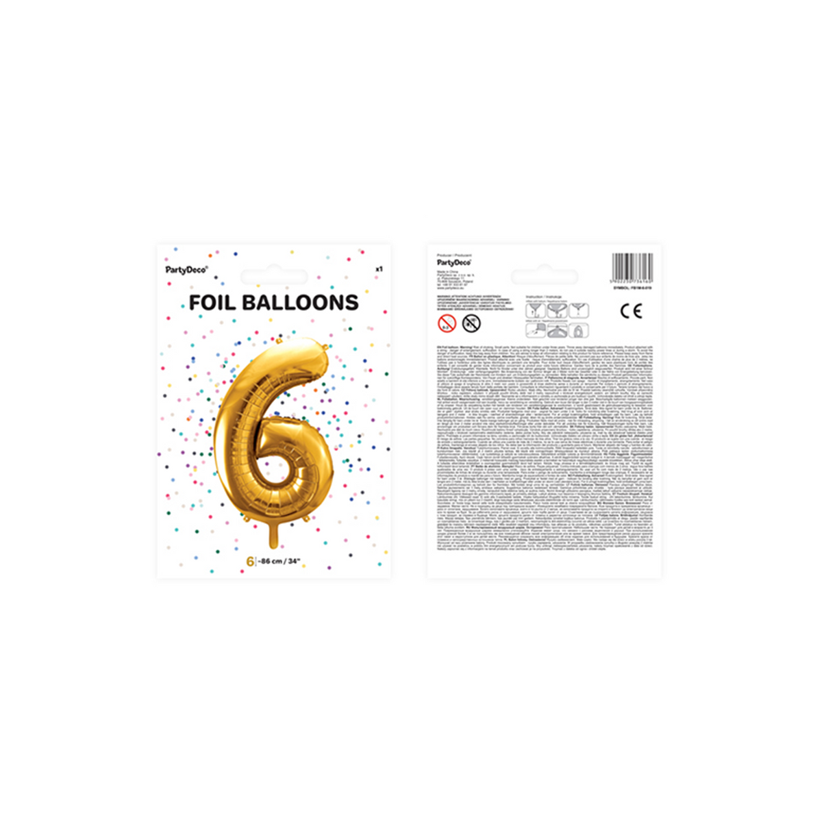 1 Ballon XXL - Cijfer 6 - Goud