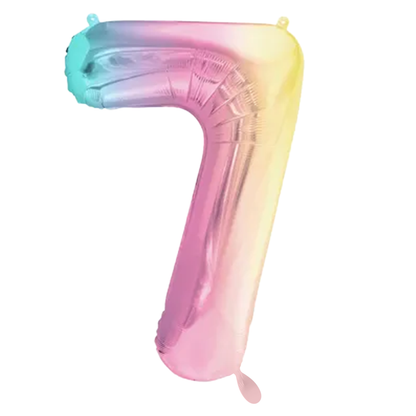 1 Ballon XXL - Cijfer 7 - Pastelregenboog