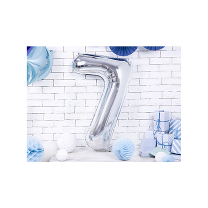 1 XXL-ballon - Cijfer 7 - Zilver