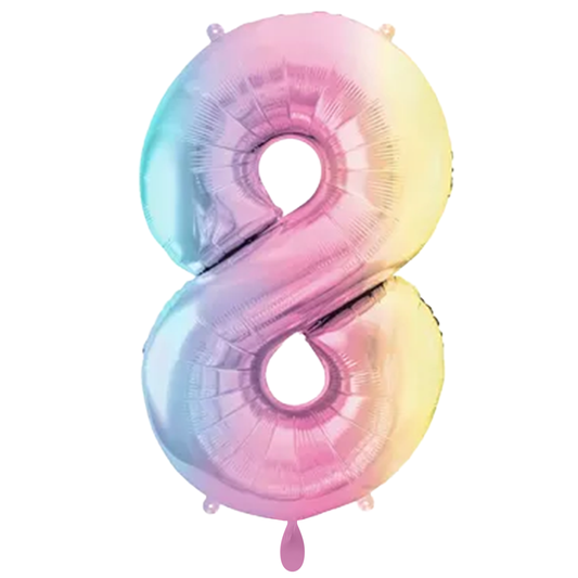 1 Ballon XXL - Chiffre 8 - Arc-en-ciel Pastel