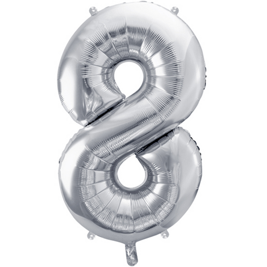 1 Ballon XXL - Cijfer 8 - Zilver