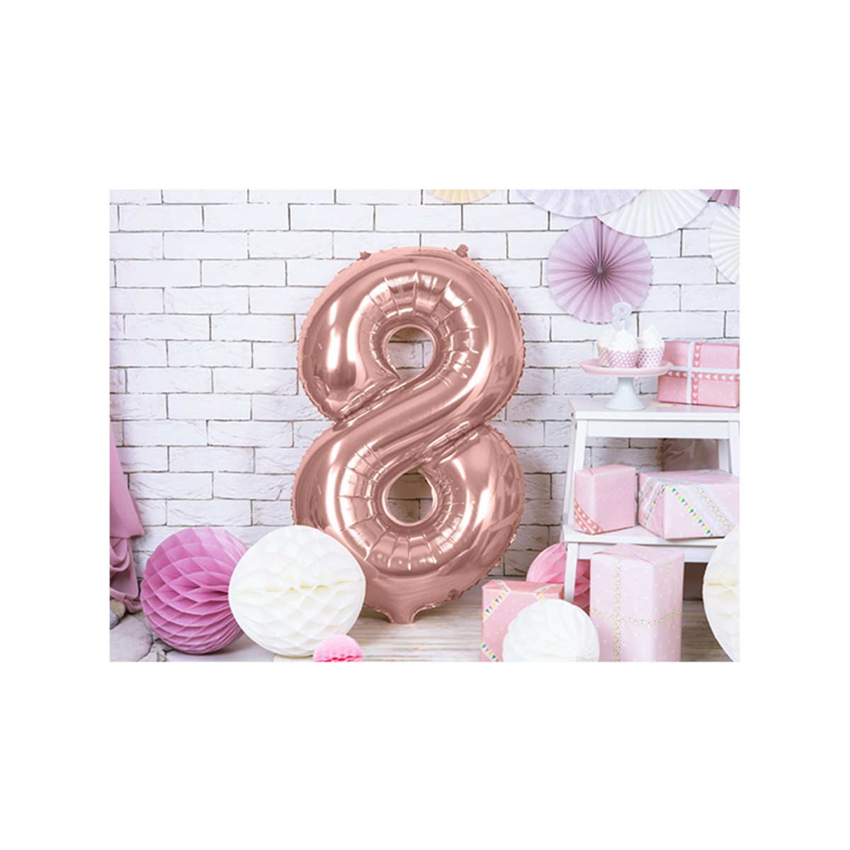1 Ballon XXL - Cijfer 8 - Roségoud