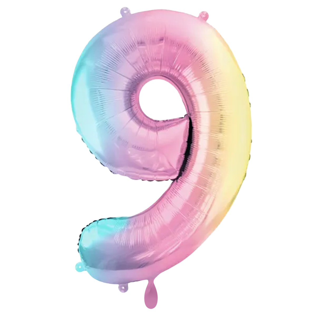 1 Ballon XXL - Cijfer 9 - Pastel Regenboog