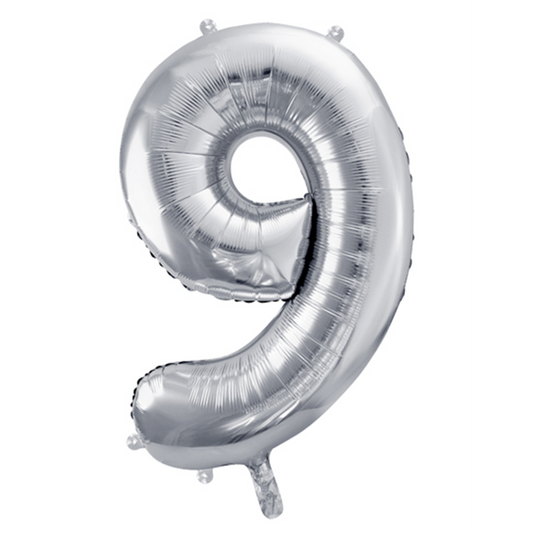 1 ballon XXL - Chiffre 9 - Argent