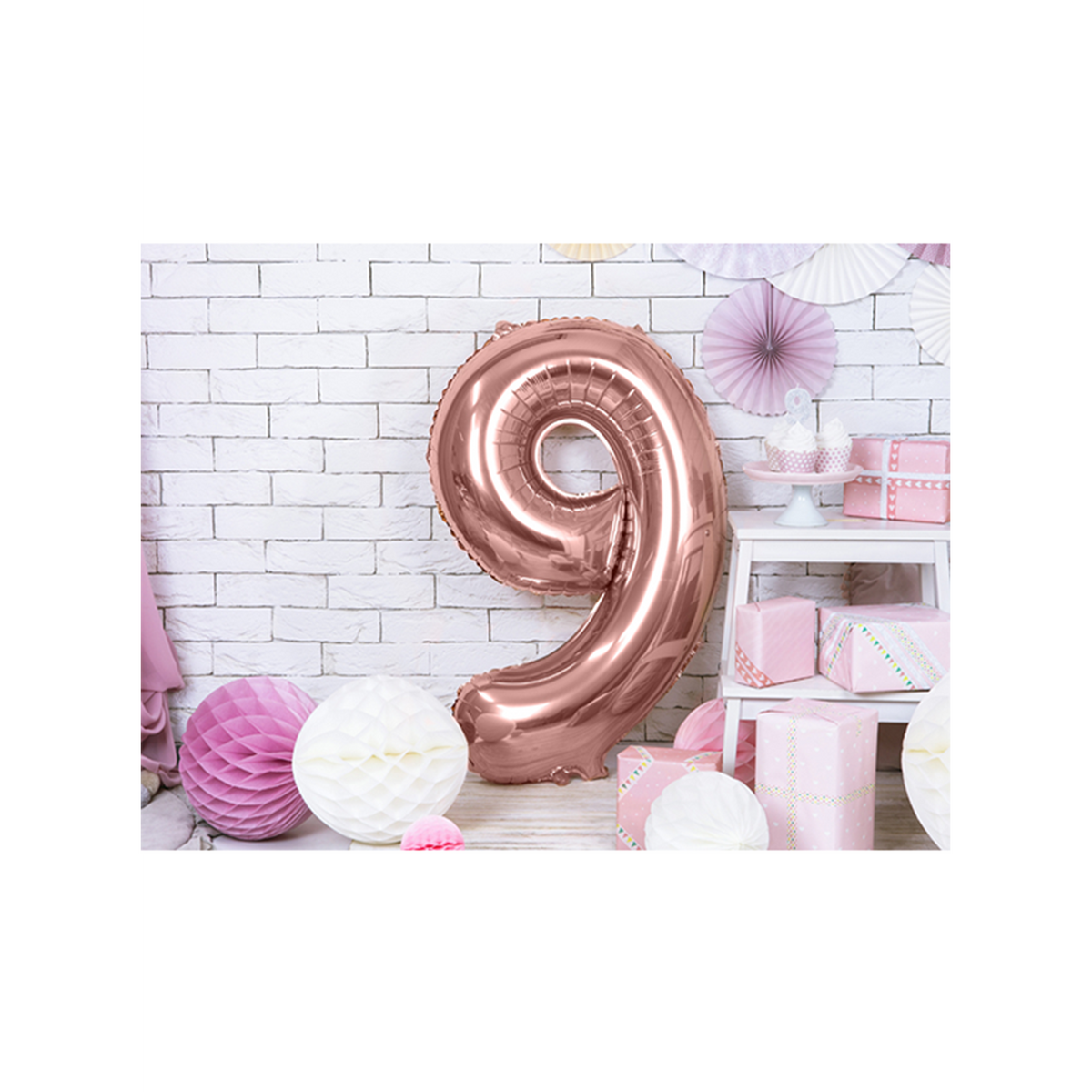 1 Ballon XXL - Cijfer 9 - Roségoud