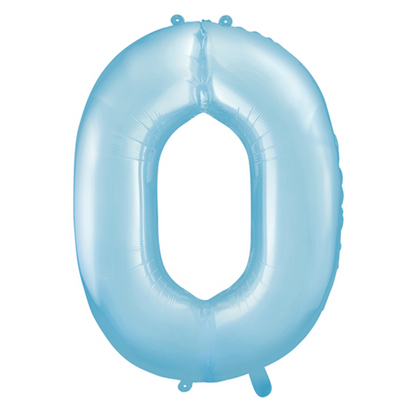 1 ballon XXL – Cijfer 0 – Lichtblauw