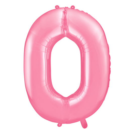 1 Ballon XXL - Cijfer 0 - Roze