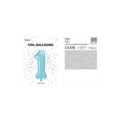 1 XXL Ballon - Zahl 1 - Hellblau