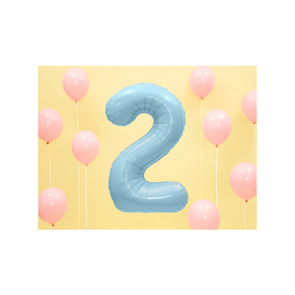 1 Ballon XXL - Cijfer 2 - Lichtblauw