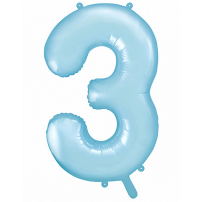 1 Ballon XXL - Chiffre 3 - Bleu clair