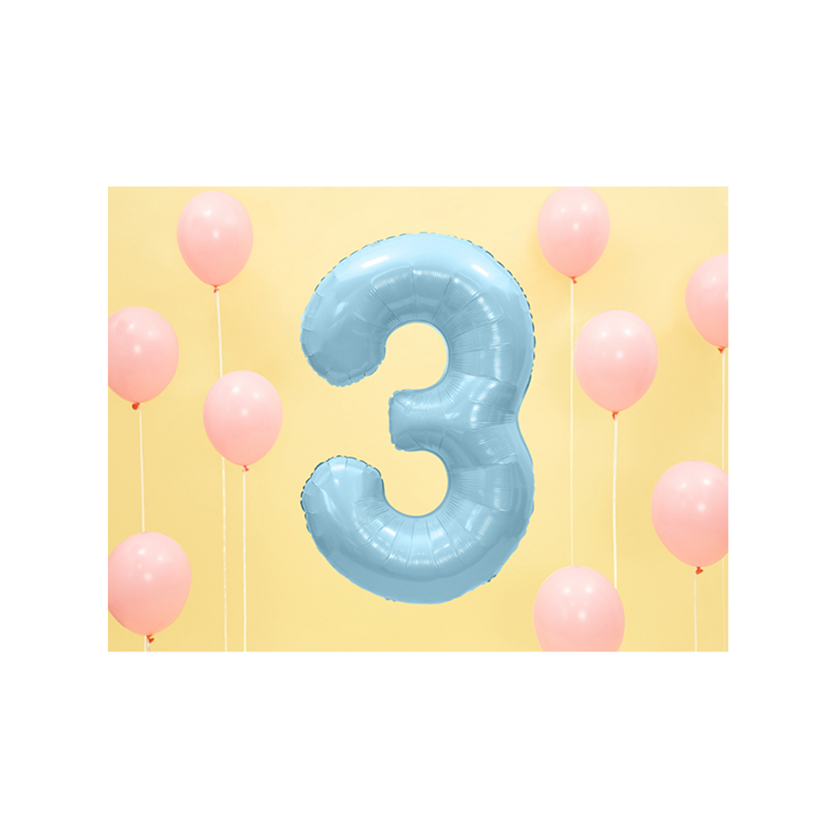 1 Ballon XXL - Chiffre 3 - Bleu clair