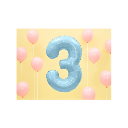 1 Ballon XXL - Chiffre 3 - Bleu clair