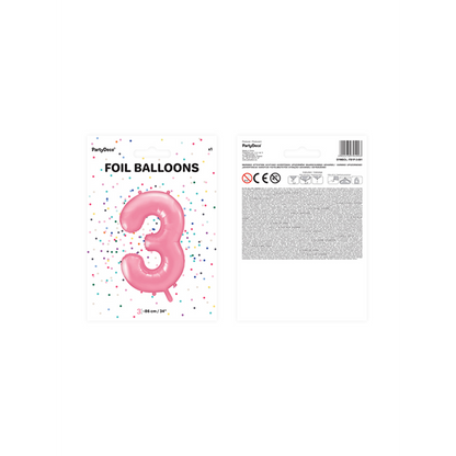 1 Ballon XXL - Cijfer 3 - Roze