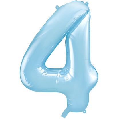 1 ballon XXL - Cijfer 4 - Lichtblauw