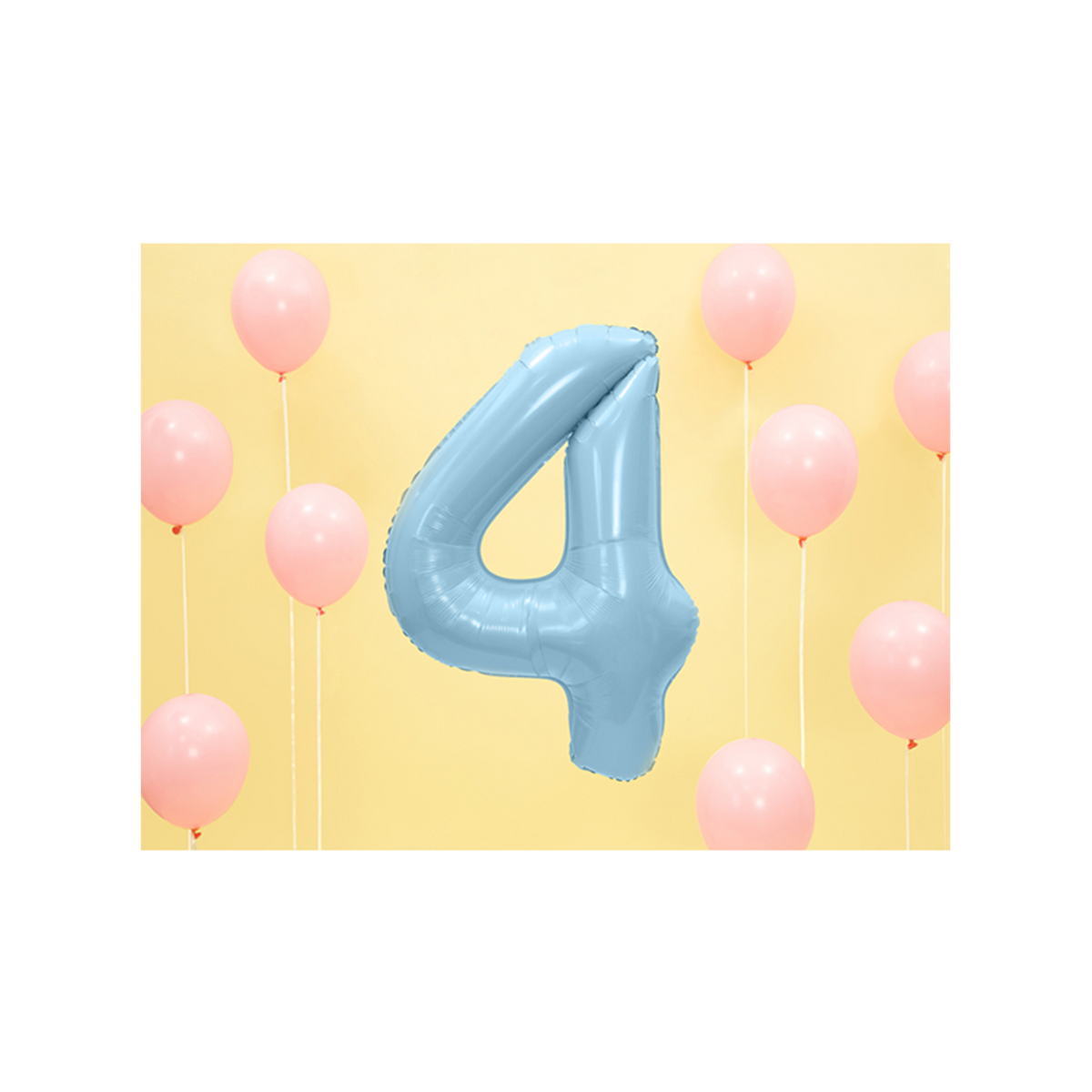 1 ballon XXL - Cijfer 4 - Lichtblauw